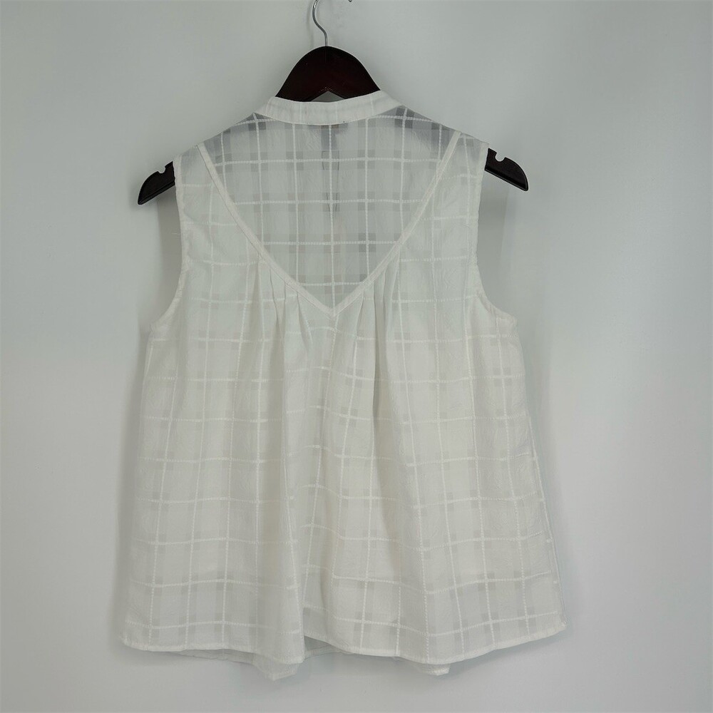 NWT Anthropologie Current Air Piper Windowpane Tank Top White Medium - Picture 6 of 9